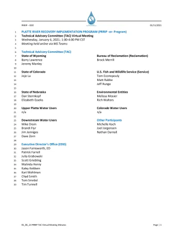 01_06_21 PRRIP TAC Virtual Meeting Minutes Approved