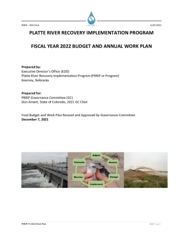 2022 PRRIP Budget and Work Plan