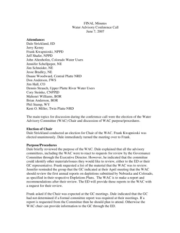 2007 June WAC Conference Call Minutes