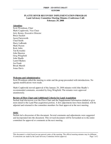 2008 February LAC Conference Call Minutes DRAFT