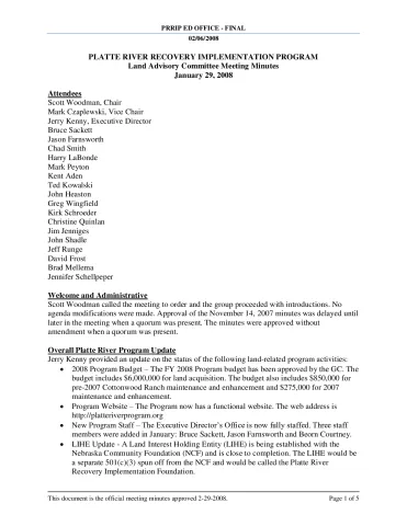 2008 January LAC Minutes