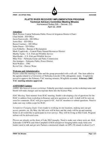 2009 April TAC Minutes 