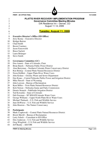 2009 August GC Minutes