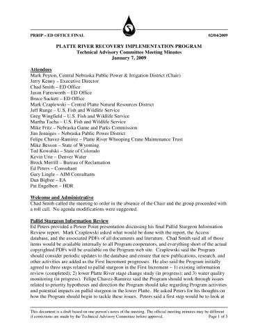 2009 January TAC Minutes