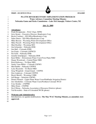 2009 July WAC Minutes