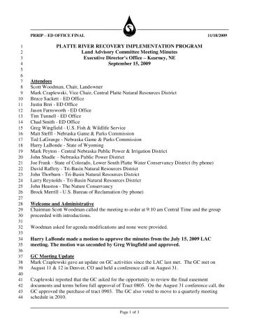 2009 September LAC Minutes