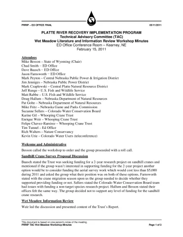 2010 February TAC Wet Meadows Workshop 