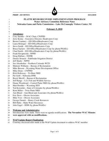 2010 February WAC Minutes Reference Notes