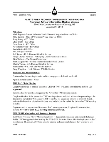 2010 January TAC Minutes