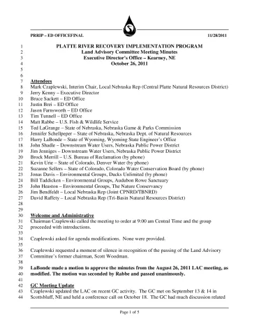 2011 October LAC Minutes