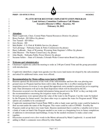 2012 February LAC Conference Call Minutes 