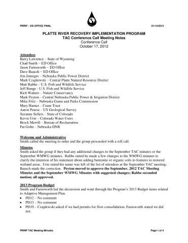 2012 October TAC Conference Call Minutes