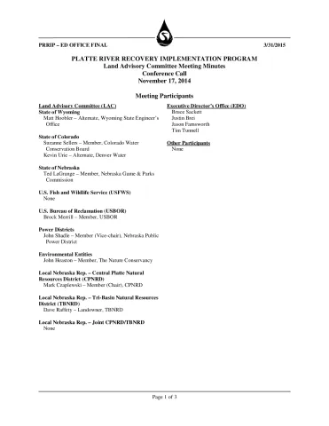 2014 November LAC Conference Call Minutes 