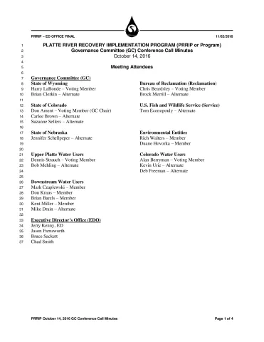 2016 October 14 GC Conference Call Minutes