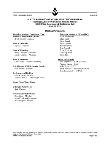 2019 April TAC Meeting Minutes