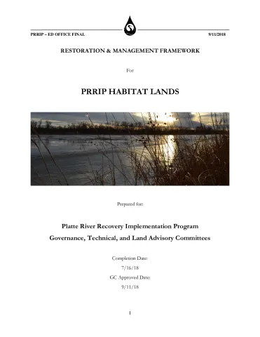 Restoration and Management Framework for PRRIP Habitat Lands