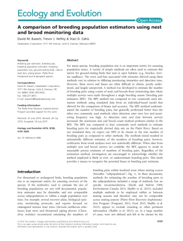 A comparison of breeding population estimators using nest and brood monitoring data