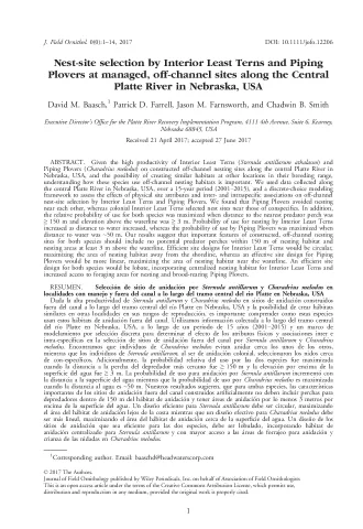Nest-site selection by Interior Least Terns and Piping Plovers at managed, off-channel sites along the Central Platte River in Nebraska, USA