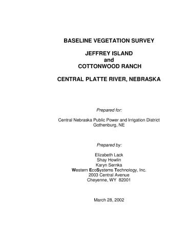 Baseline Vegetation Survey Jeffrey Island and Cottonwood Ranch Central Platte River, Nebraska