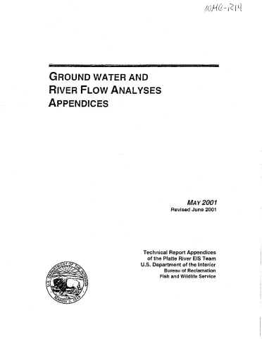 Ground Water and River Flow Analyses Appendicies