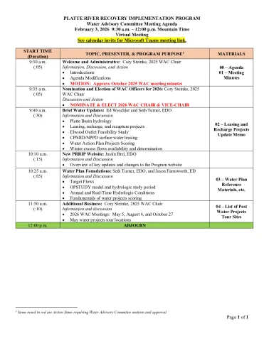 WAC Agenda - February 3 Meeting