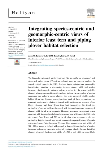 Integrating species-centric and geomorphic-centric views of interior least tern and piping plover habitat selection