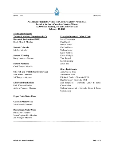 February 24 2020 PRRIP TAC Minutes