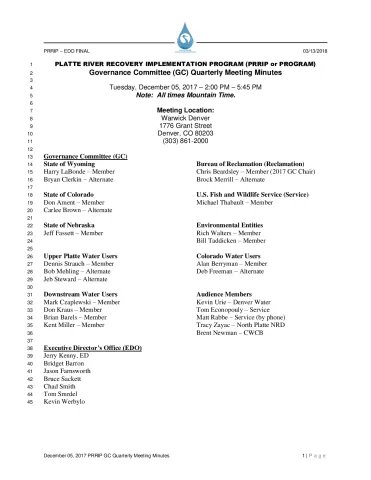 FINAL December 05 2017 PRRIP GC Quarterly Meeting Minutes