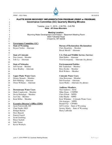FINAL June 11 2019 PRRIP GC Quarterly Meeting Minutes