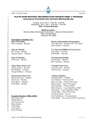 FINAL June 6-7 2017 PRRIP GC Quarterly Meeting Minutes