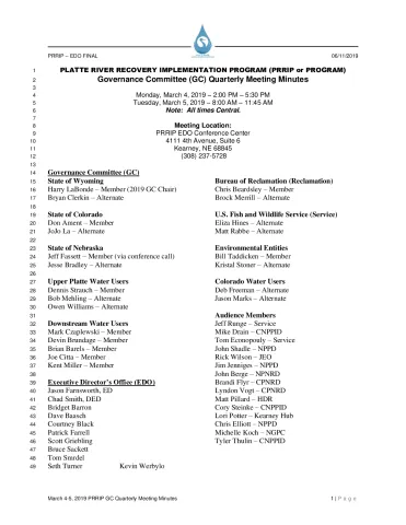 FINAL March 4-5 PRRIP GC Quarterly Meeting Minutes