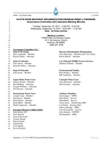 FINAL September 12-13 2017 PRRIP GC Quarterly Meeting Minutes