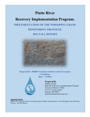 Implementation of the Whooping Crane Monitoring Protocol - Fall 2022 FINAL