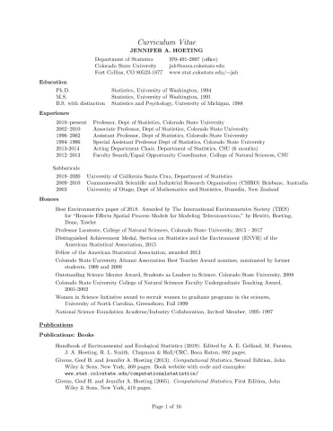 Jennifer Hoeting CV