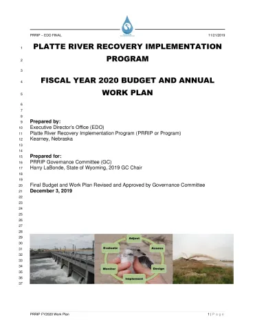 PRRIP FY2020 Budget and Work Plan