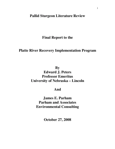 Pallid Sturgeon Literature Review Final Report to the Platte River Recovery Implementation Program