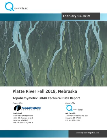 Platte River Fall 2018, Nebraska: Topo-bathymetric LiDAR Technical Data Report