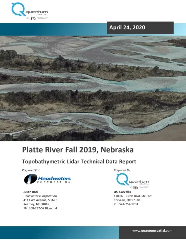 Platte River Fall 2019, Nebraska: Topo-bathymetric LiDAR Technical Data Report