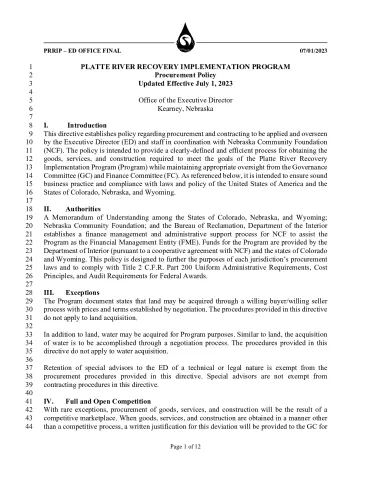 Program Procurement Policy Effective 7/1/2023