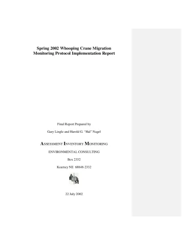 Implementation of the Whooping Crane Monitoring Protocol – Spring 2002