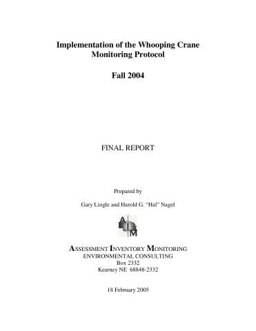 Implementation of the Whooping Crane Monitoring Protocol – Fall 2004