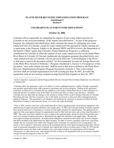 Colorado's Plan for Future Depletions