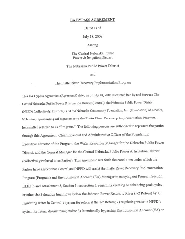 Environmental Account Bypass Agreement