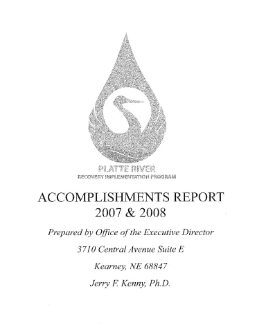 Platte River Recovery Implementation Program Accomplishments Report 2007 & 2008