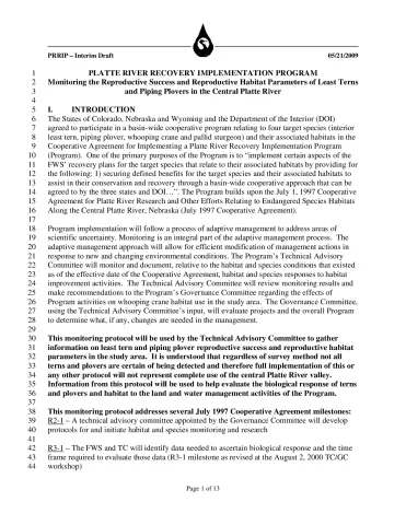 Monitoring Reproductive Success and Reproductive Habitat Parameters of Terns and Plovers in the Central Platte River (2009)