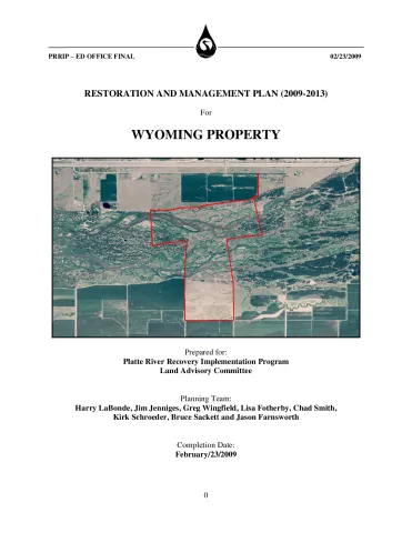Restoration and Management Plan (2009-2013) for Wyoming Property