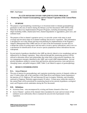 Monitoring the channel geomorphology and in-channel vegetation of the central Platte River