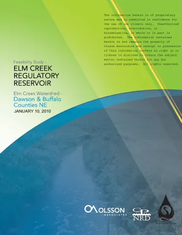 Feasibility Study-Elm Creek Regulatory Reservoir: Elm Creek Watershed-Dawson and Buffalo Counties
