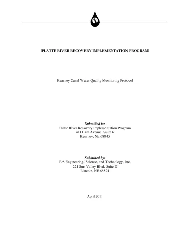 Kearney Canal Water Quality Monitoring Protocol