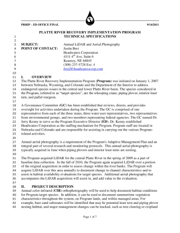 Annual LiDAR and Aerial Photography Technical Specifications